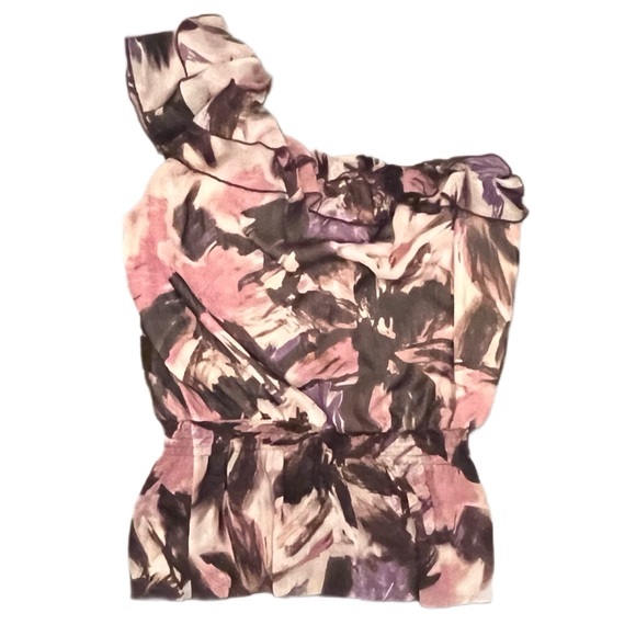 Pinky Women’s Multicolor Sleeveless One Shoulder Dressy Blouse Size Large - Picture 1 of 9